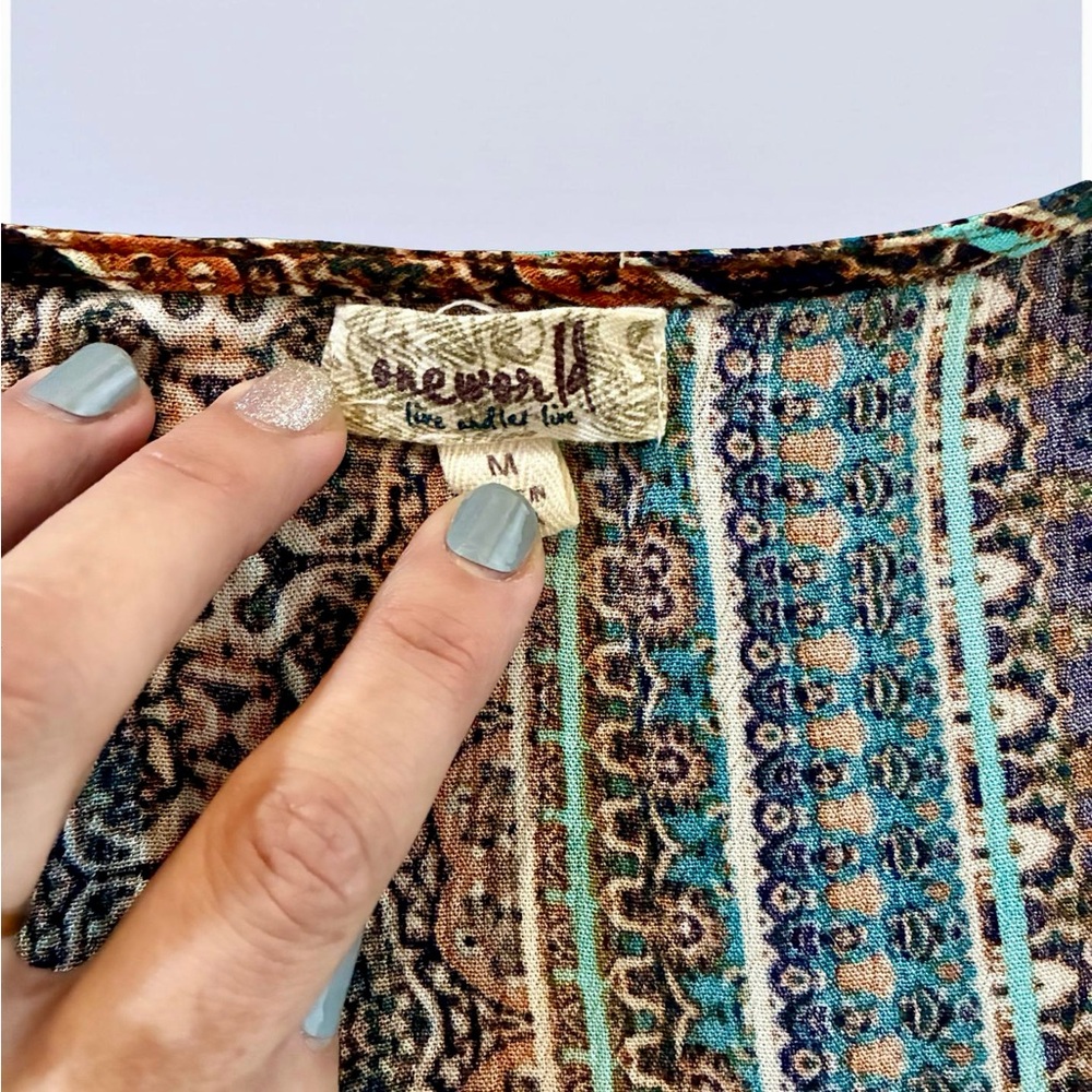 ONE WORLD Multicolor Boho Tunic Top - Picture 3 of 4